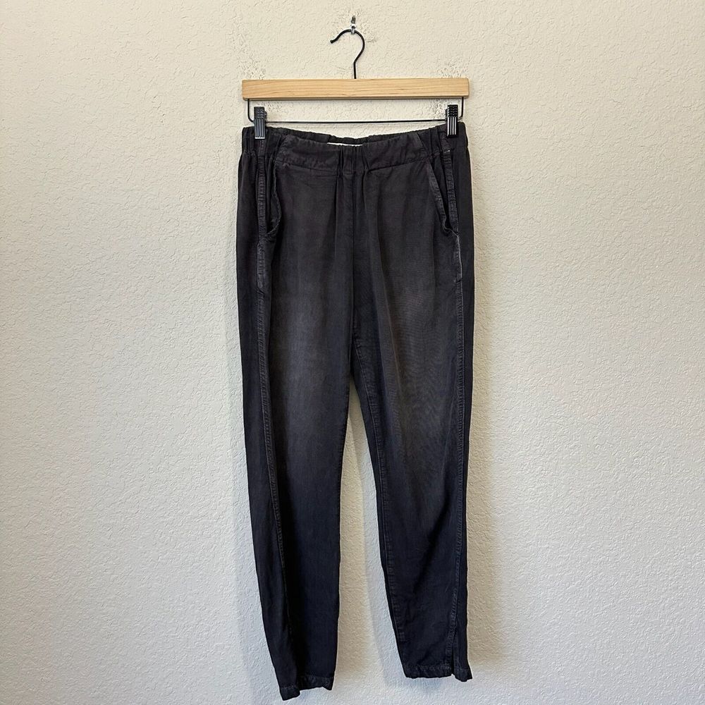 AMO Twist Pull On Ankle Pants Slit in Washed Black USA MADE